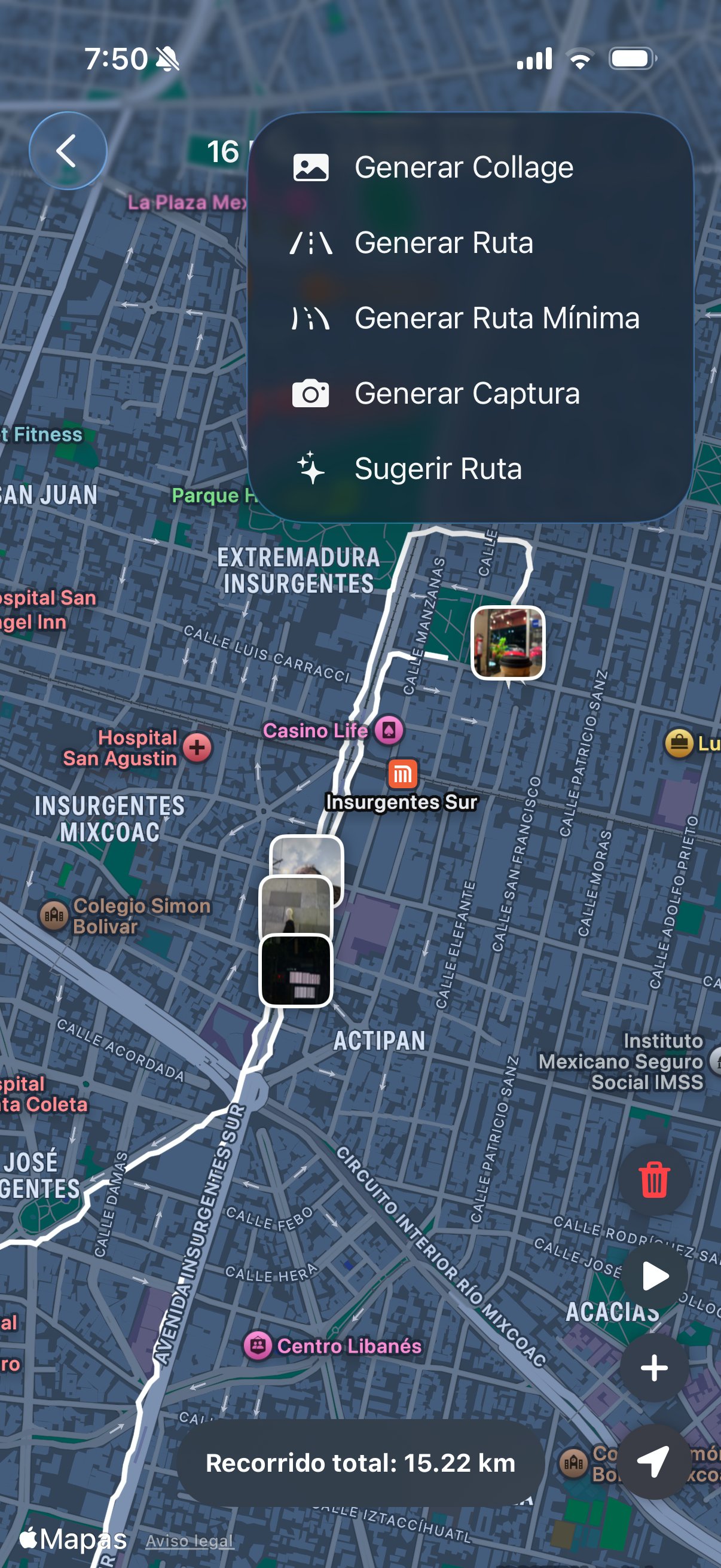 Acciones del paseo